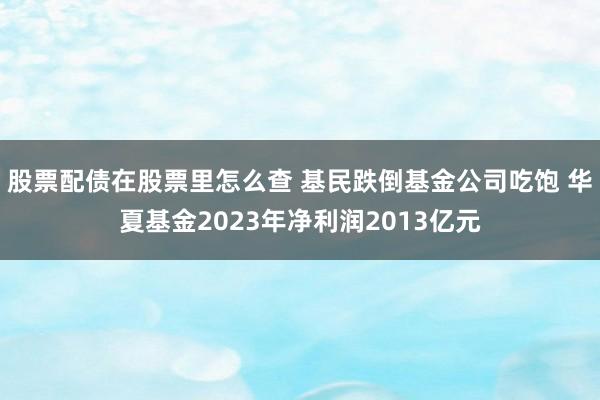 股票配债在股票里怎么查 基民跌倒基金公司吃饱 华夏基金2023年净利润2013亿元