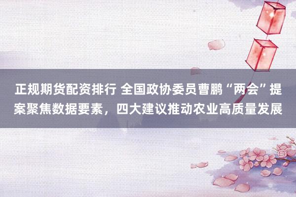 正规期货配资排行 全国政协委员曹鹏“两会”提案聚焦数据要素，四大建议推动农业高质量发展