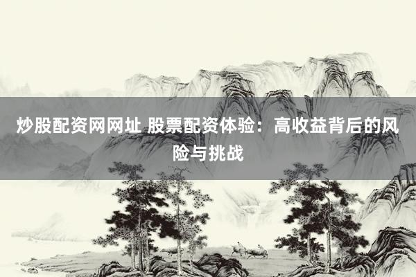 炒股配资网网址 股票配资体验：高收益背后的风险与挑战